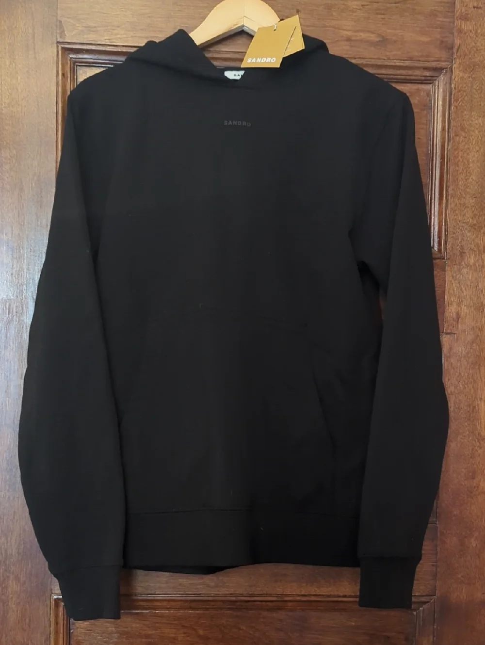 NWT Sandro Black Logo Hoodie Pullover Sweatshirt Size XS